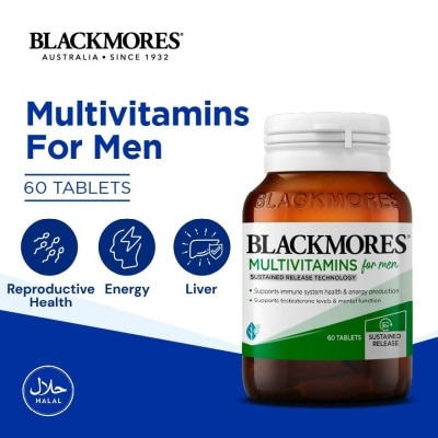 BLACKMORES Multivitamins Tablet For Men (Support Testerone Level + Mental Function + Immune System Health) 60s