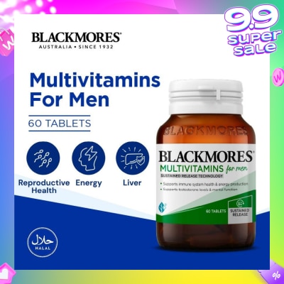 BLACKMORES Multivitamins Tablet For Men (Support Testerone Level + Mental Function + Immune System Health) 60s