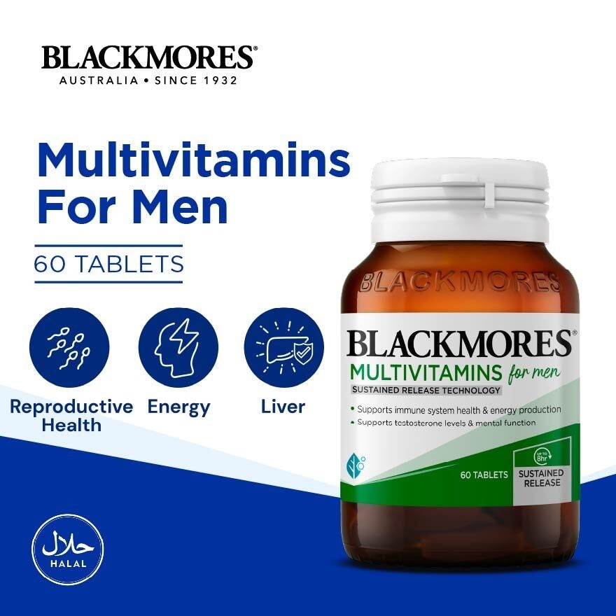 Multivitamins Tablet For Men (Support Testerone Level + Mental Function + Immune System Health) 60s