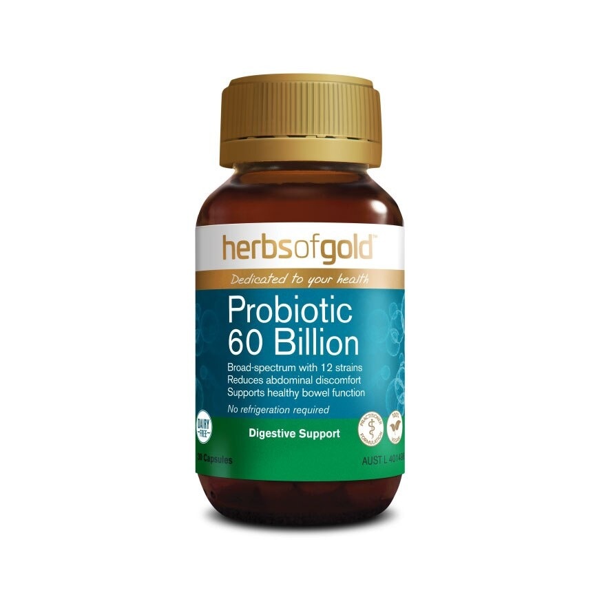 Probiotic 60 Billion Digestive Support Capsule (Support Healthy Bowel Function + Reduce Abdominal Discomfort) 30s