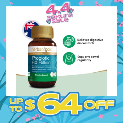 HERBS OF GOLD - Probiotic 60 Billion Digestive Support Capsule 30s (Expiry: Aug`2026)