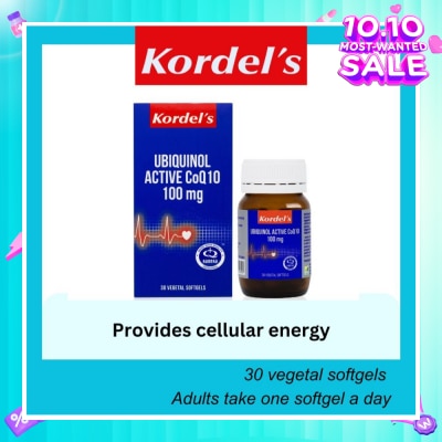 KORDEL'S Ubiquinol Active Coq10 100mg Vegetal Softgel (To Optimal Heart Health & Energy) 30s
