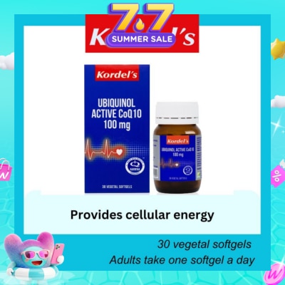 KORDEL'S - Ubiquinol Active Coq10 100mg Vegetal Softgel (To Optimal Heart Health & Energy) 30s