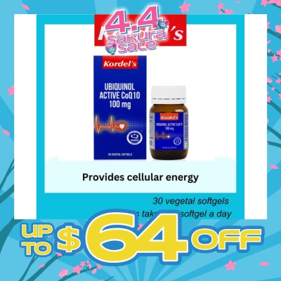 KORDEL'S - Ubiquinol Active Coq10 100mg Vegetal Softgel (To Optimal Heart Health & Energy) 30s