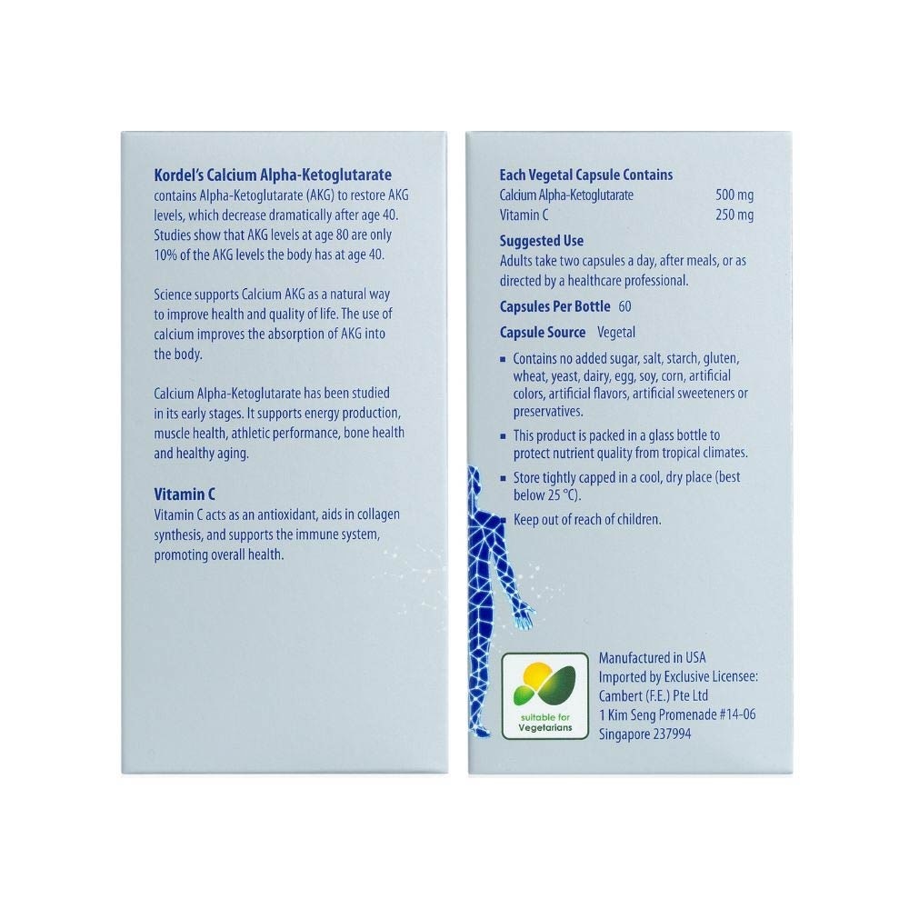 Calcium Alpha Ketoglutarate Ca Akg Ageless Vegetal Capsule (For Healthy Aging & Athletic Perfomance) 60s image