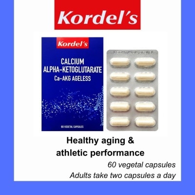 KORDEL'S Calcium Alpha-Ketoglutarate Ca-Akg Ageless Vegetal Capsule (For Healthy Aging & Athletic Perfomance) 60s