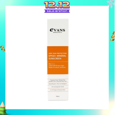 EVANS Dermalogical Very High Protection SPF60+ Mineral Sunscreen PA++++ UVA/UVB (For All Types Of Sensitive Skin) 50ml