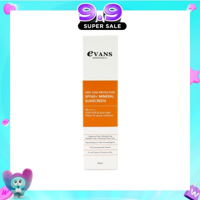 EVANS - Dermalogical Very High Protection SPF60+ Mineral Sunscreen PA++++ UVA/UVB (For All Types Of Sensitive Skin) 50ml image