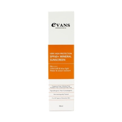 EVANS Dermalogical Very High Protection SPF60+ Mineral Sunscreen PA++++ UVA/UVB (For All Types Of Sensitive Skin) 50ml