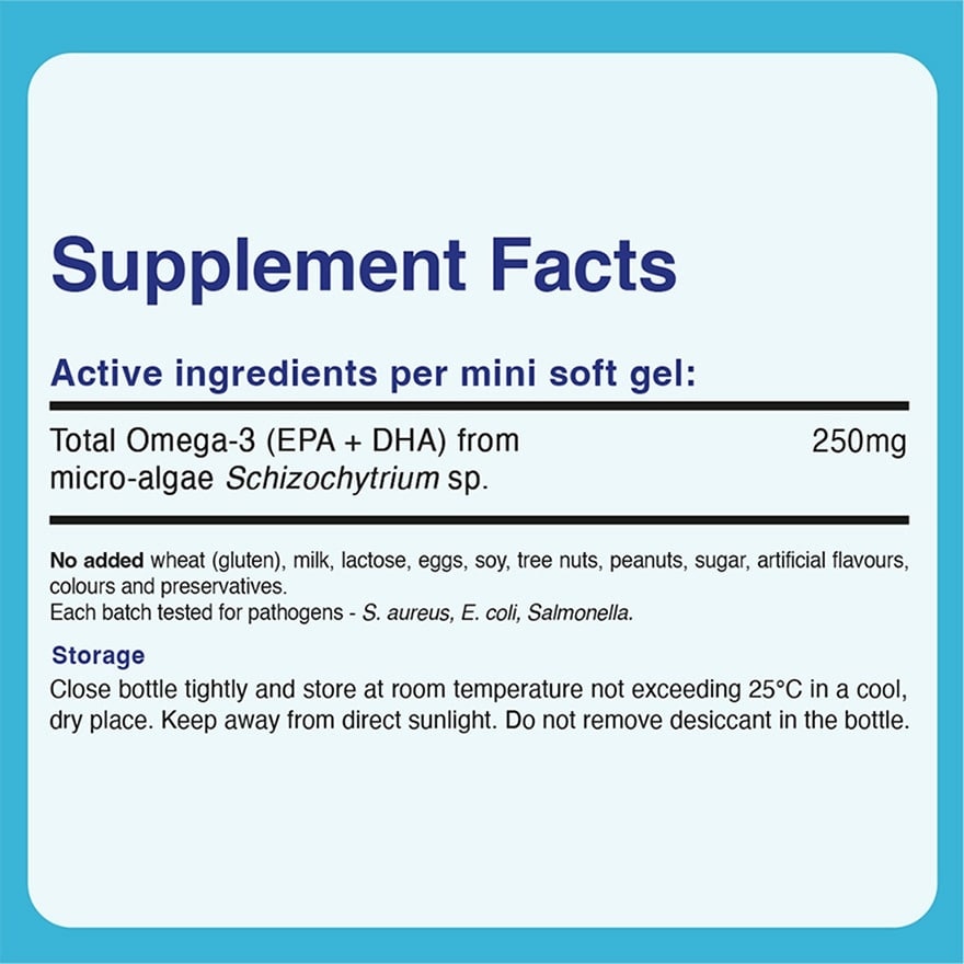 Sustainable Algae Omega-3 Mini Soft Gel (For Nourish Heart, Brain, Eyes & Joints) 60s