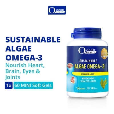 OCEAN HEALTH Sustainable Algae Omega-3 Mini Soft Gel (For Nourish Heart, Brain, Eyes & Joints) 60s