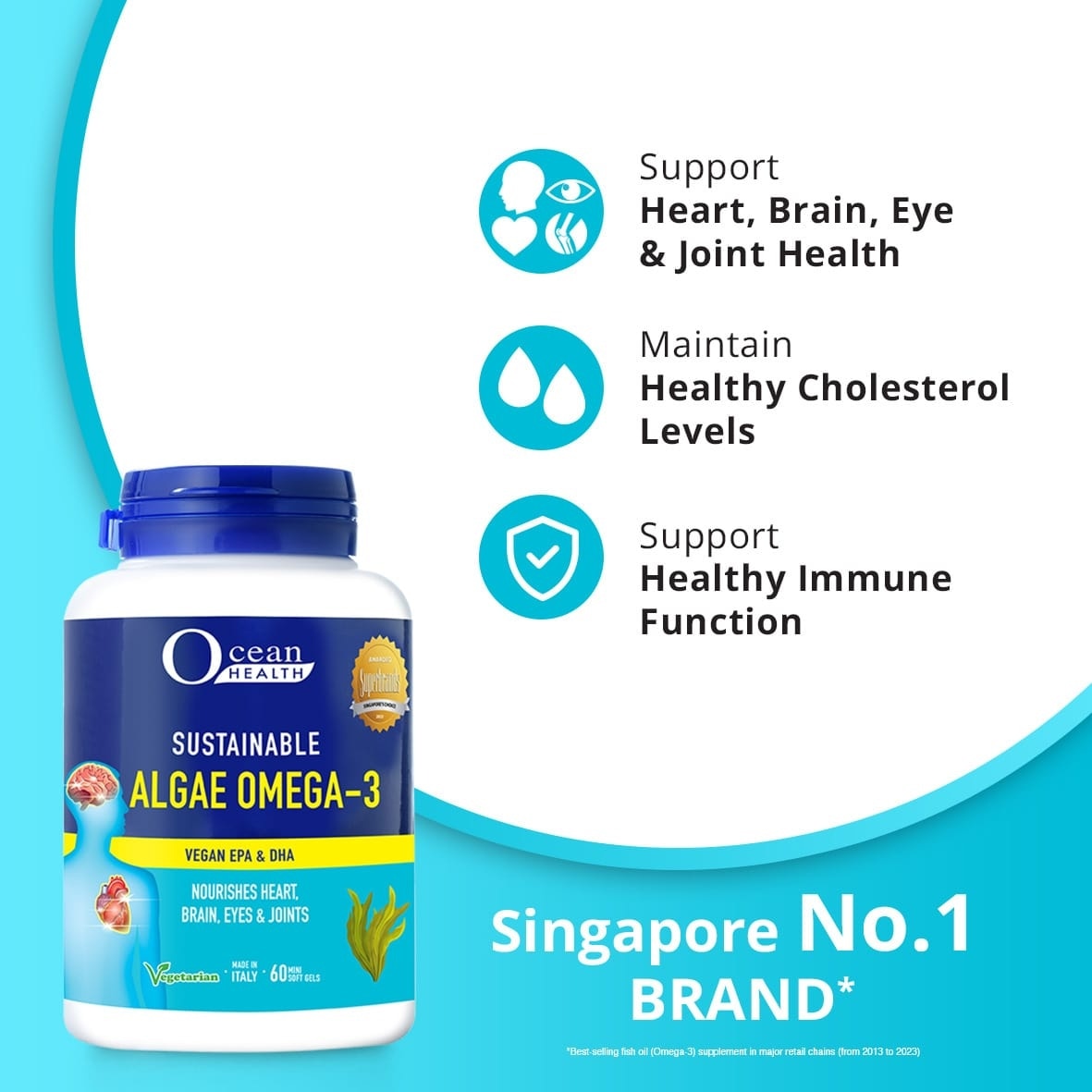 Sustainable Algae Omega-3 Mini Soft Gel (For Nourish Heart, Brain, Eyes & Joints) 60s