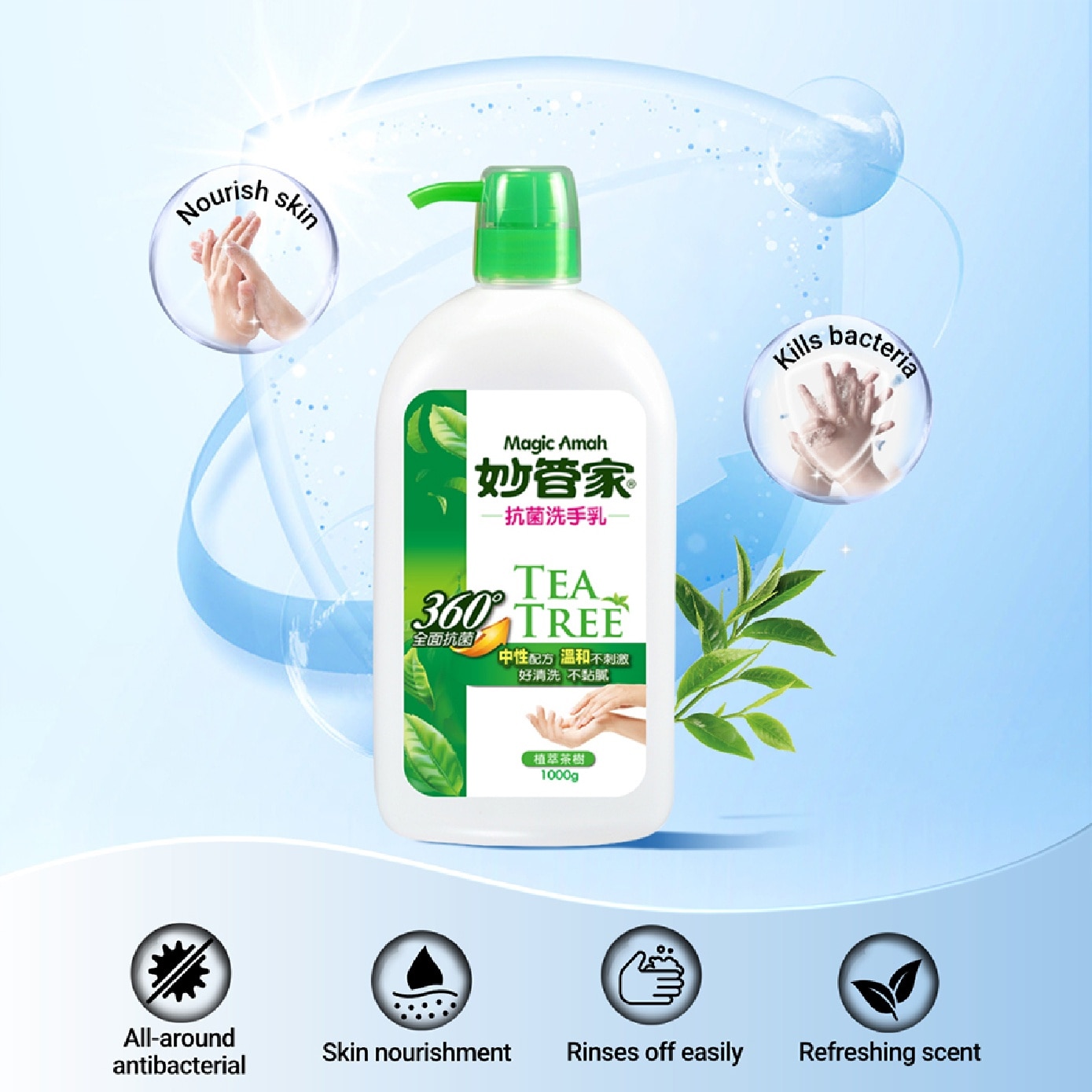 Tea Tree Antibacterial Hand Wash 1000g x 2s