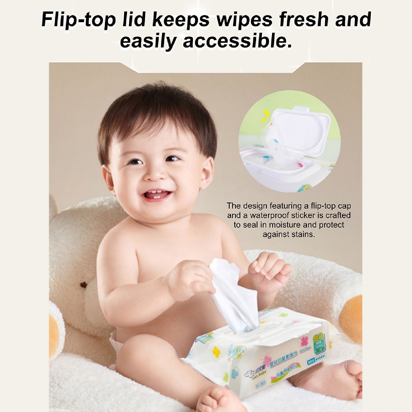 Extra Thick Ultra Baby Wipes 99.9% Antibacterial 80s x 3 image