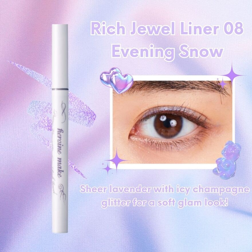 Kiss Me Limited Edition Prime Liquid Eyeliner Rich Jewel 08 Evening Snow (Ultra-Fine 0.1mm Brush Tip) 1s