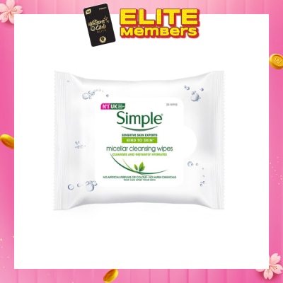 SIMPLE Micellar Cleansing Wipes 25s (Expiry: April`2026)