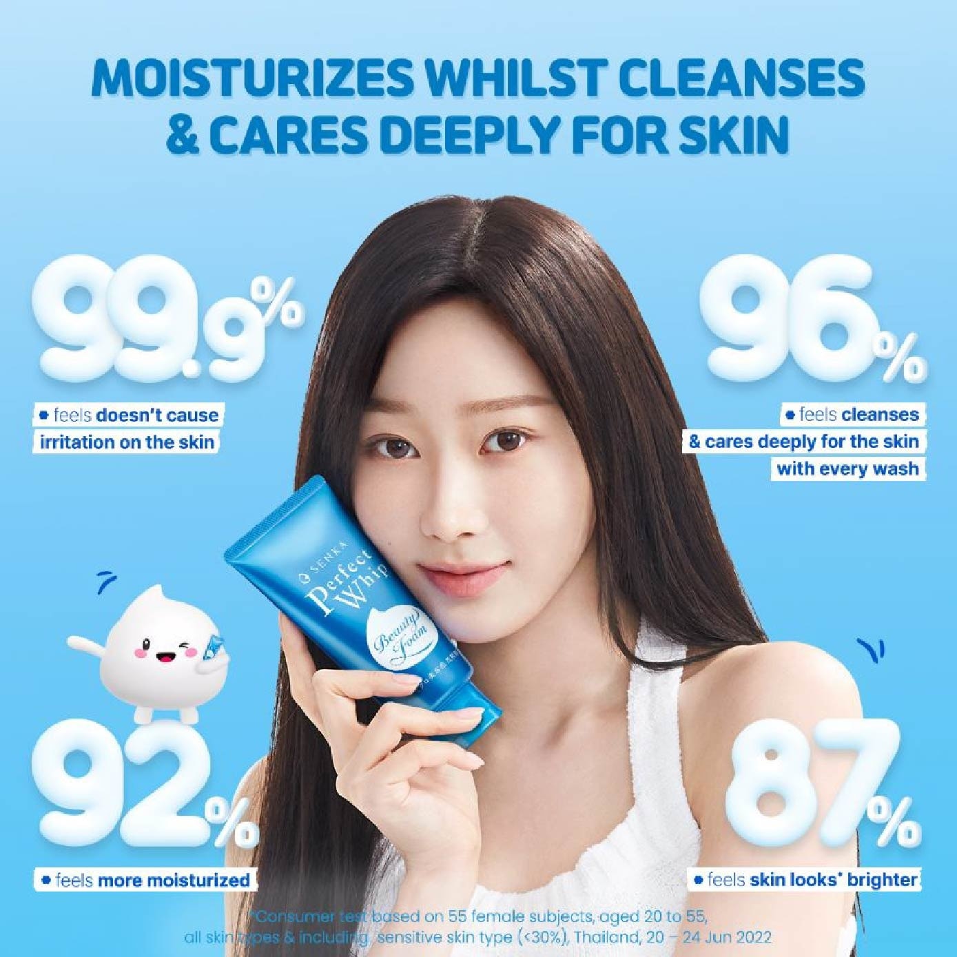 Perfect Whip Beauty Foam Facial Cleanser (Suitable for All Skin Type + For Clear & Moisturised Bare Skin) 120g