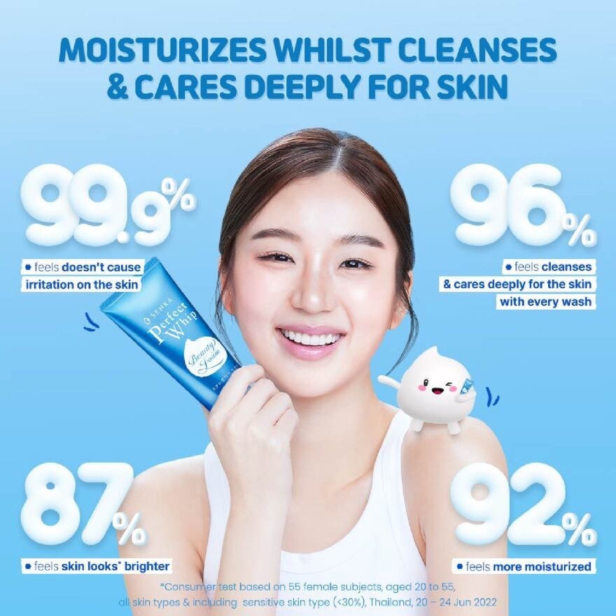 Perfect Whip Beauty Foam Facial Cleanser (Suitable for All Skin Type + For Clear & Moisturised Bare Skin) 120g