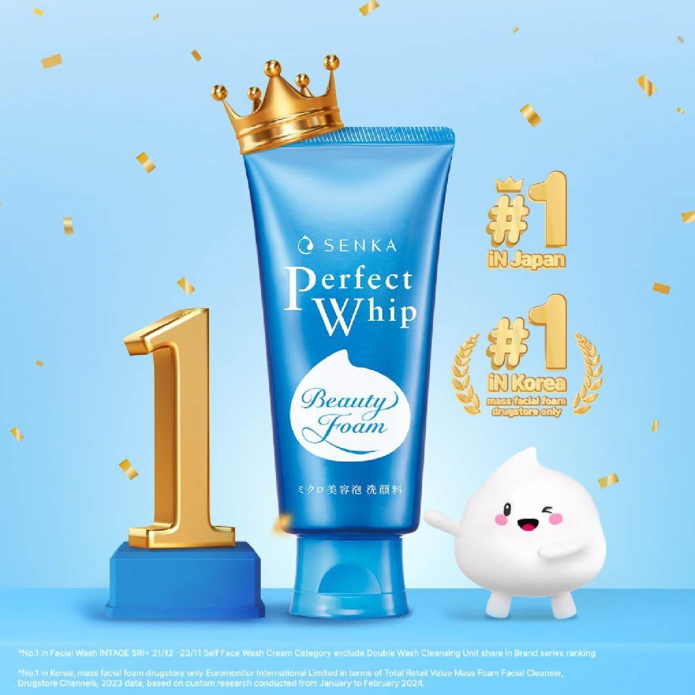 Perfect Whip Beauty Foam Facial Cleanser (Suitable for All Skin Type + For Clear & Moisturised Bare Skin) 120g