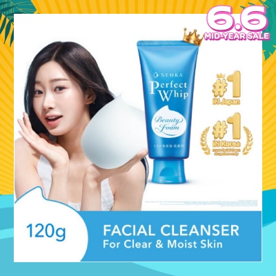 SENKA Perfect Whip Beauty Foam Facial Cleanser (Suitable for All Skin Type + For Clear & Moisturised Bare Skin) 120g