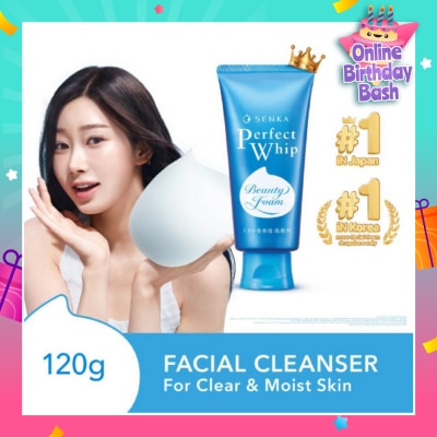 SENKA Perfect Whip Beauty Foam Facial Cleanser (Suitable for All Skin Type + For Clear & Moisturised Bare Skin) 120g