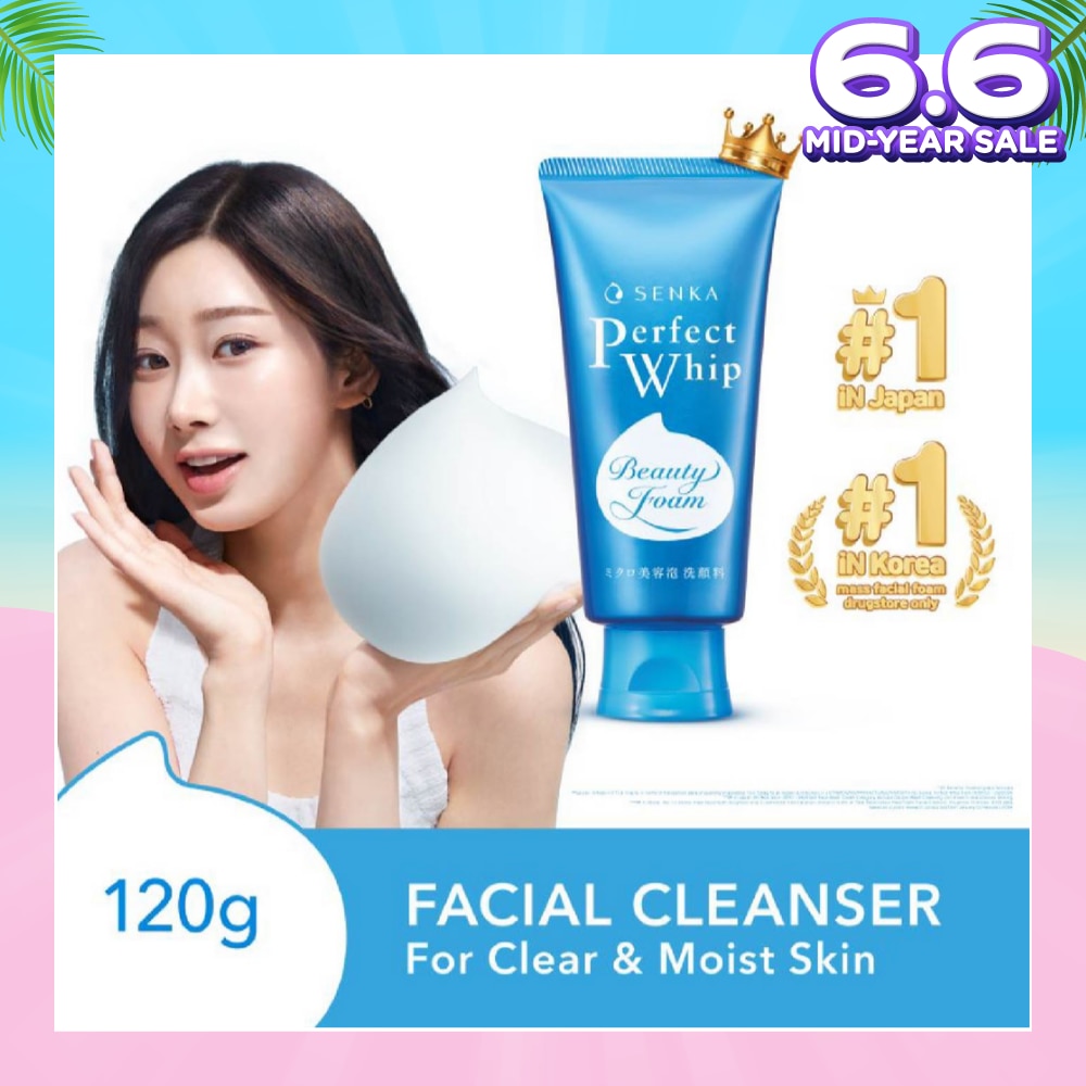 Perfect Whip Beauty Foam Facial Cleanser (Suitable for All Skin Type + For Clear & Moisturised Bare Skin) 120g
