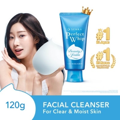 SENKA Perfect Whip Beauty Foam Facial Cleanser (Suitable for All Skin Type + For Clear & Moisturised Bare Skin) 120g