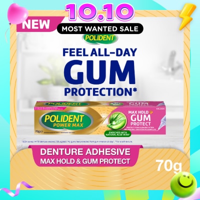 POLIDENT Power Max Denture Adhesive Max Hold & Gum Protect 70g image