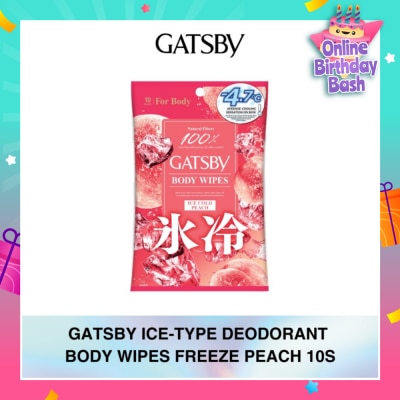 GATSBY Ice-Type Deodorant Body-Wipes Freeze Peach 10s