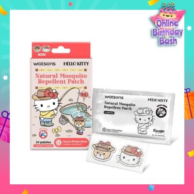 WATSONS Hello Kitty Natural Mosquito Repellent Patch Red (12 Hours Protection) 24s
