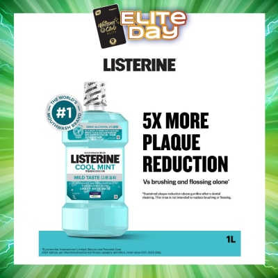 LISTERINE - Zero Non Alcohol Mouthwash Cool Mint Less Intense Taste (Kills 99.9% Germs That Causes Bad Breath) 1000ml