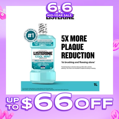 LISTERINE - Zero Non Alcohol Mouthwash Cool Mint Less Intense Taste (Kills 99.9% Germs That Causes Bad Breath) 1000ml
