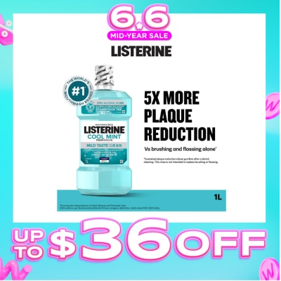 LISTERINE - Zero Non Alcohol Mouthwash Cool Mint Less Intense Taste (Kills 99.9% Germs That Causes Bad Breath) 1000ml