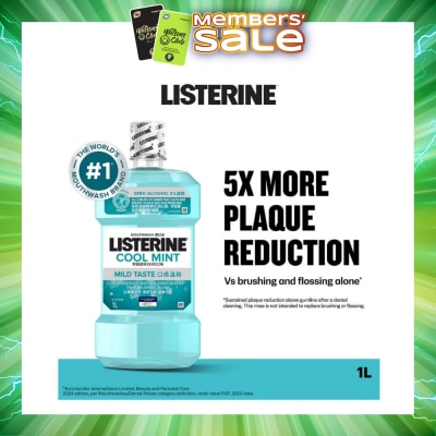 LISTERINE - Zero Non Alcohol Mouthwash Cool Mint Less Intense Taste (Kills 99.9% Germs That Causes Bad Breath) 1000ml