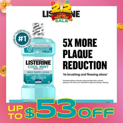 LISTERINE Zero Non Alcohol Mouthwash Cool Mint Less Intense Taste (Kills 99.9% Germs That Causes Bad Breath) 1000ml