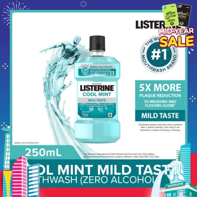 LISTERINE Listerine Zero Non Alcohol Mouthwash Cool Mint Less Intense Taste 250ml