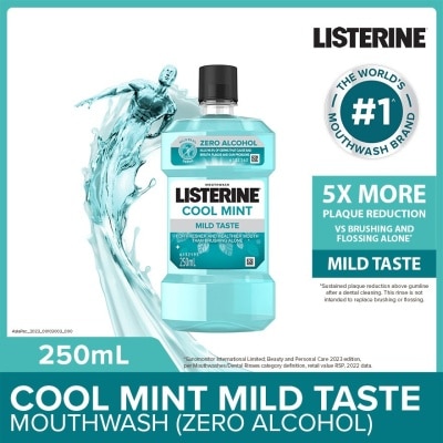 LISTERINE Zero Non Alcohol Mouthwash Cool Mint Less Intense Taste (Kills 99.9% Germs That Causes Bad Breath) 250ml