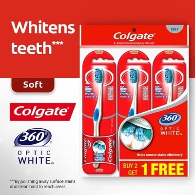 COLGATE 360 Optic White Toothbrush Buy 2 Free 1 Value Pack