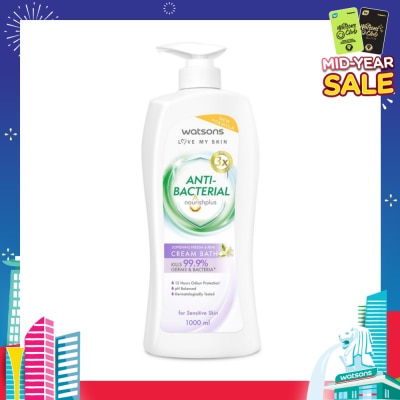 WATSONS Anti-Bacterial Softening Freesia & Pear Cream Bath (For Sensitive Skin) 1000ml