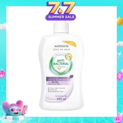 WATSONS - Anti-Bacterial Calming Lavender Cream Hand Wash (For Sensitive Skin) 500ml