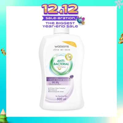 WATSONS Anti-Bacterial Calming Lavender Cream Hand Wash (For Sensitive Skin) 500ml