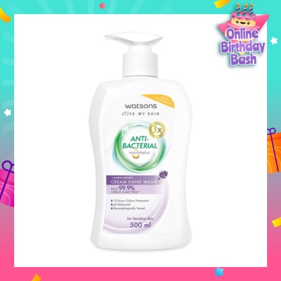 WATSONS Anti-Bacterial Calming Lavender Cream Hand Wash (For Sensitive Skin) 500ml