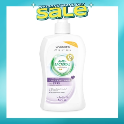 WATSONS - Anti-Bacterial Calming Lavender Cream Hand Wash (For Sensitive Skin) 500ml