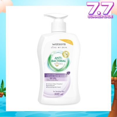 WATSONS Anti-Bacterial Calming Lavender Cream Hand Wash (For Sensitive Skin) 500ml