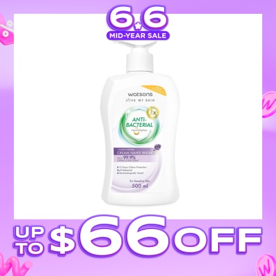WATSONS - Anti-Bacterial Calming Lavender Cream Hand Wash (For Sensitive Skin) 500ml