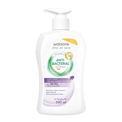 WATSONS Anti-Bacterial Calming Lavender Cream Hand Wash (For Sensitive Skin) 500ml