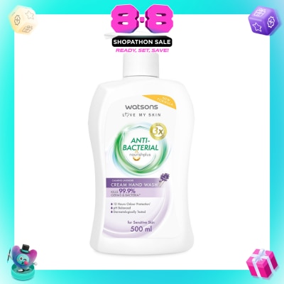 WATSONS - Anti-Bacterial Calming Lavender Cream Hand Wash (For Sensitive Skin) 500ml