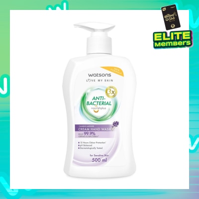 WATSONS Anti-Bacterial Calming Lavender Cream Hand Wash (For Sensitive Skin) 500ml