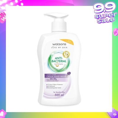 WATSONS Anti-Bacterial Calming Lavender Cream Hand Wash (For Sensitive Skin) 500ml