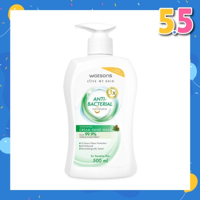 WATSONS Anti-Bacterial Protecting Pine Cream Hand Wash (For Sensitive Skin) 500ml